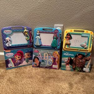 Bundle of Disney Character Magnetic Board & Activity Books
